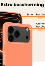 Nomfy Nomfy iPhone 17 Pro Hoesje Siliconen Met 2x Screenprotector Met Dichte Notch - Perzik