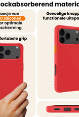 Nomfy Nomfy iPhone 17 Pro Hoesje Siliconen Met 2x Screenprotector Met Dichte Notch - Rood