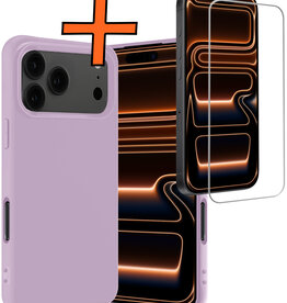 Nomfy Nomfy iPhone 17 Pro Max Hoesje Siliconen Met Screenprotector Met Dichte Notch - Lila