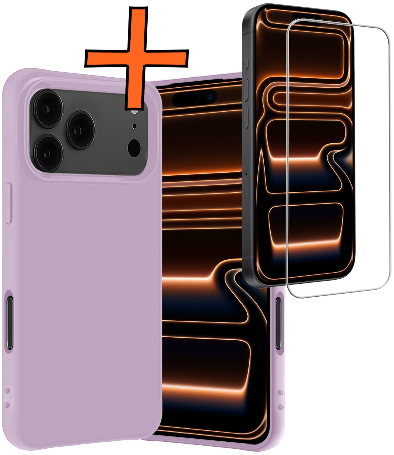 Nomfy Nomfy iPhone 17 Pro Max Hoesje Siliconen Met Screenprotector Met Dichte Notch - Lila