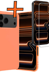 Nomfy Nomfy iPhone 17 Pro Max Hoesje Siliconen Met Screenprotector Met Dichte Notch - Perzik