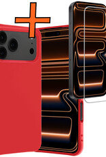 Nomfy Nomfy iPhone 17 Pro Max Hoesje Siliconen Met Screenprotector Met Dichte Notch - Rood
