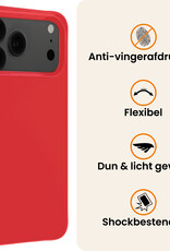 Nomfy Nomfy iPhone 17 Pro Max Hoesje Siliconen Met Screenprotector Met Dichte Notch - Rood