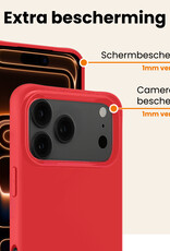 Nomfy Nomfy iPhone 17 Pro Max Hoesje Siliconen Met Screenprotector Met Dichte Notch - Rood