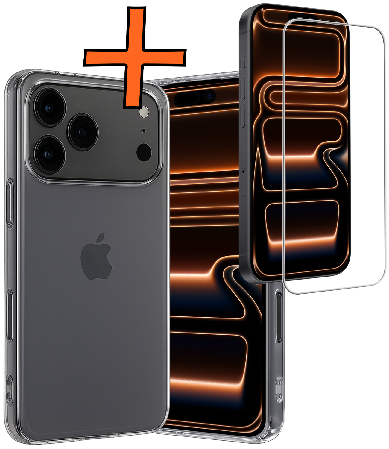 Nomfy Nomfy iPhone 17 Pro Max Hoesje Siliconen Met Screenprotector Met Dichte Notch - Transparant