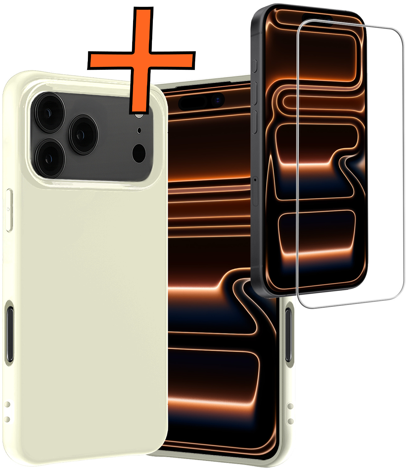 Nomfy Nomfy iPhone 17 Pro Max Hoesje Siliconen Met Screenprotector Met Dichte Notch - Wit