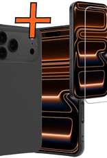 Nomfy Nomfy iPhone 17 Pro Max Hoesje Siliconen Met Screenprotector Met Dichte Notch - Zwart