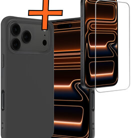 Nomfy Nomfy iPhone 17 Pro Max Hoesje Siliconen Met Screenprotector Met Dichte Notch - Zwart