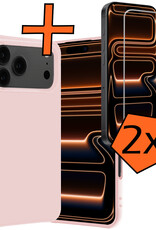Nomfy Nomfy iPhone 17 Pro Max Hoesje Siliconen Met 2x Screenprotector Met Dichte Notch - Lichtroze