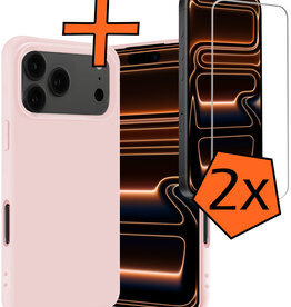 Nomfy Nomfy iPhone 17 Pro Max Hoesje Siliconen Met 2x Screenprotector Met Dichte Notch - Lichtroze