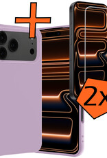 Nomfy Nomfy iPhone 17 Pro Max Hoesje Siliconen Met 2x Screenprotector Met Dichte Notch - Lila