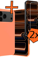 Nomfy Nomfy iPhone 17 Pro Max Hoesje Siliconen Met 2x Screenprotector Met Dichte Notch - Perzik