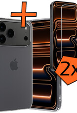 Nomfy Nomfy iPhone 17 Pro Max Hoesje Siliconen Met 2x Screenprotector Met Dichte Notch - Transparant