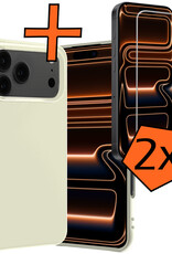 Nomfy Nomfy iPhone 17 Pro Max Hoesje Siliconen Met 2x Screenprotector Met Dichte Notch - Wit