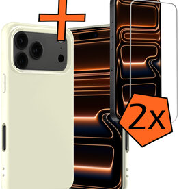 Nomfy Nomfy iPhone 17 Pro Max Hoesje Siliconen Met 2x Screenprotector Met Dichte Notch - Wit