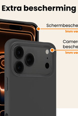 Nomfy Nomfy iPhone 17 Pro Max Hoesje Siliconen Met 2x Screenprotector Met Dichte Notch - Zwart