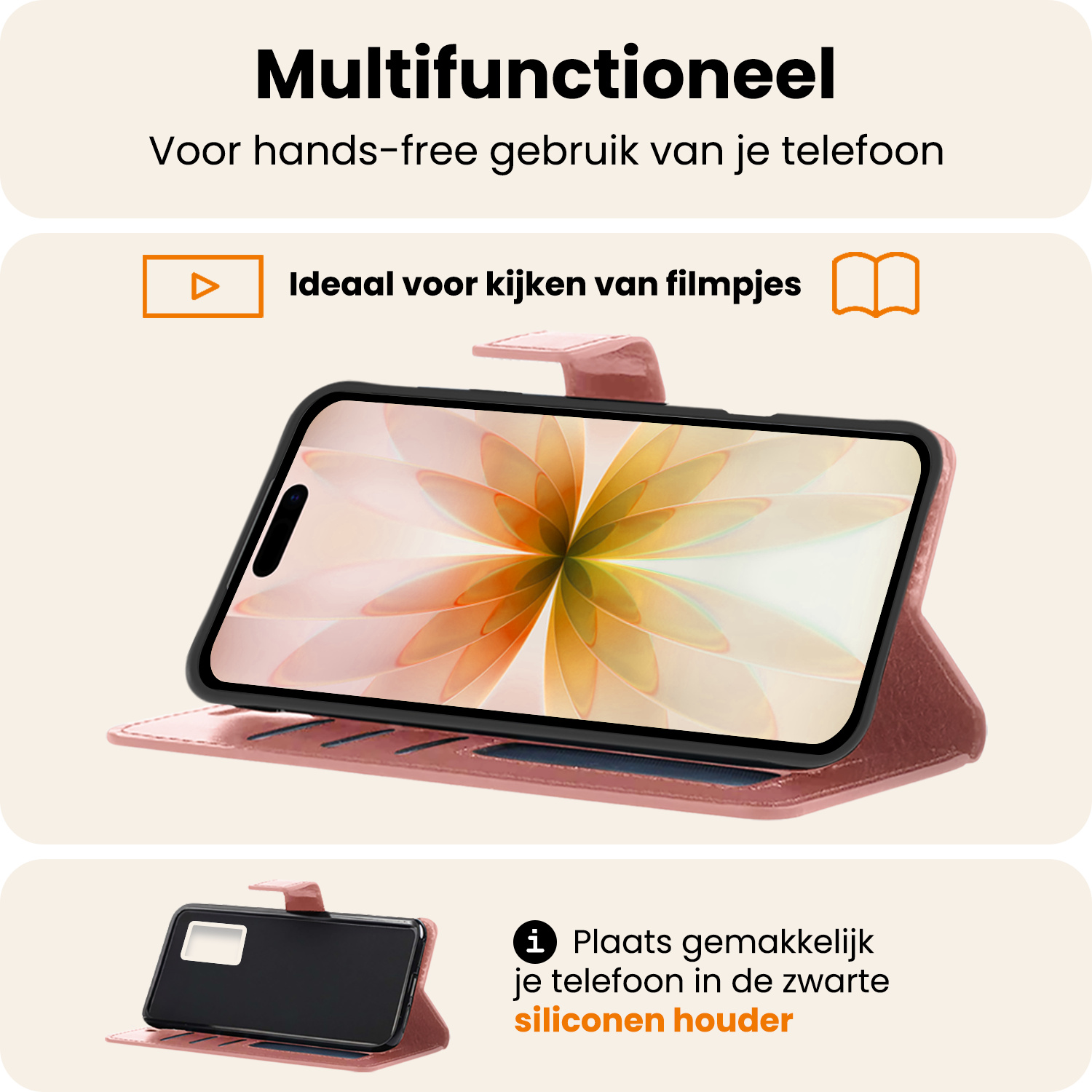 Nomfy Nomfy iPhone 17 Hoesje Bookcase - Rose Goud