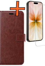 Nomfy Nomfy iPhone 17 Hoesje Bookcase Met Screenprotector - Bruin