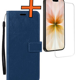 Nomfy Nomfy iPhone 17 Hoesje Bookcase Met Screenprotector - Donkerblauw