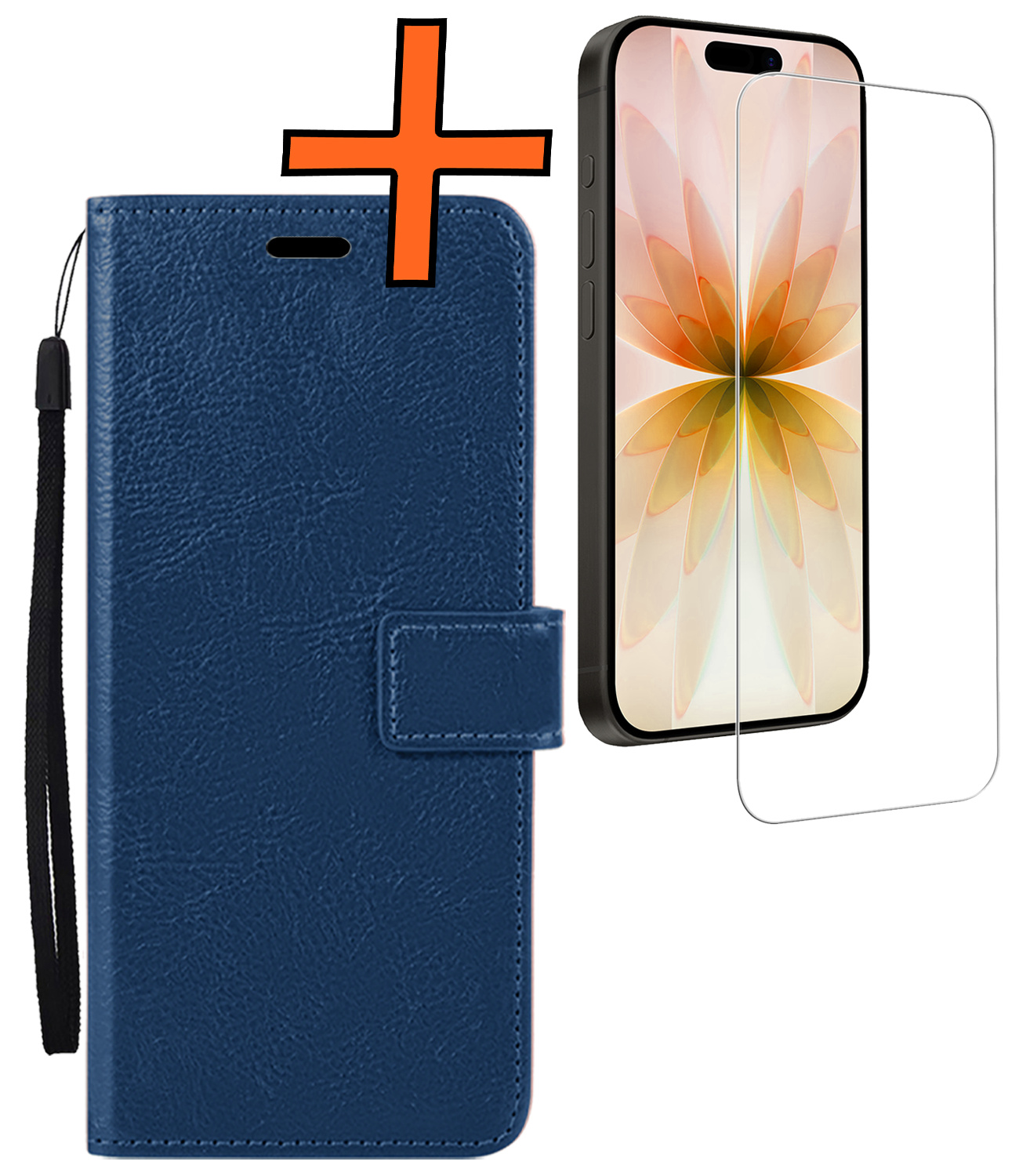 Nomfy Nomfy iPhone 17 Hoesje Bookcase Met Screenprotector - Donkerblauw