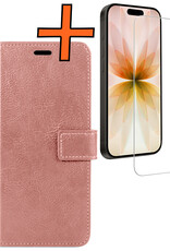 Nomfy Nomfy iPhone 17 Hoesje Bookcase Met Screenprotector - Rose Goud