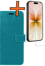 Nomfy Nomfy iPhone 17 Hoesje Bookcase Met Screenprotector - Turquoise
