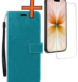 Nomfy Nomfy iPhone 17 Hoesje Bookcase Met Screenprotector - Turquoise