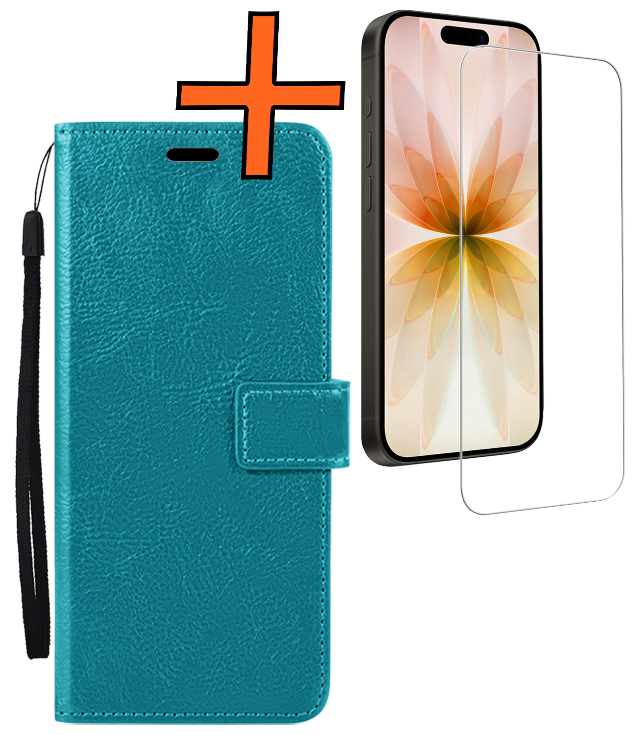 Nomfy Nomfy iPhone 17 Hoesje Bookcase Met Screenprotector - Turquoise