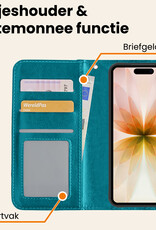 Nomfy Nomfy iPhone 17 Hoesje Bookcase Met Screenprotector - Turquoise