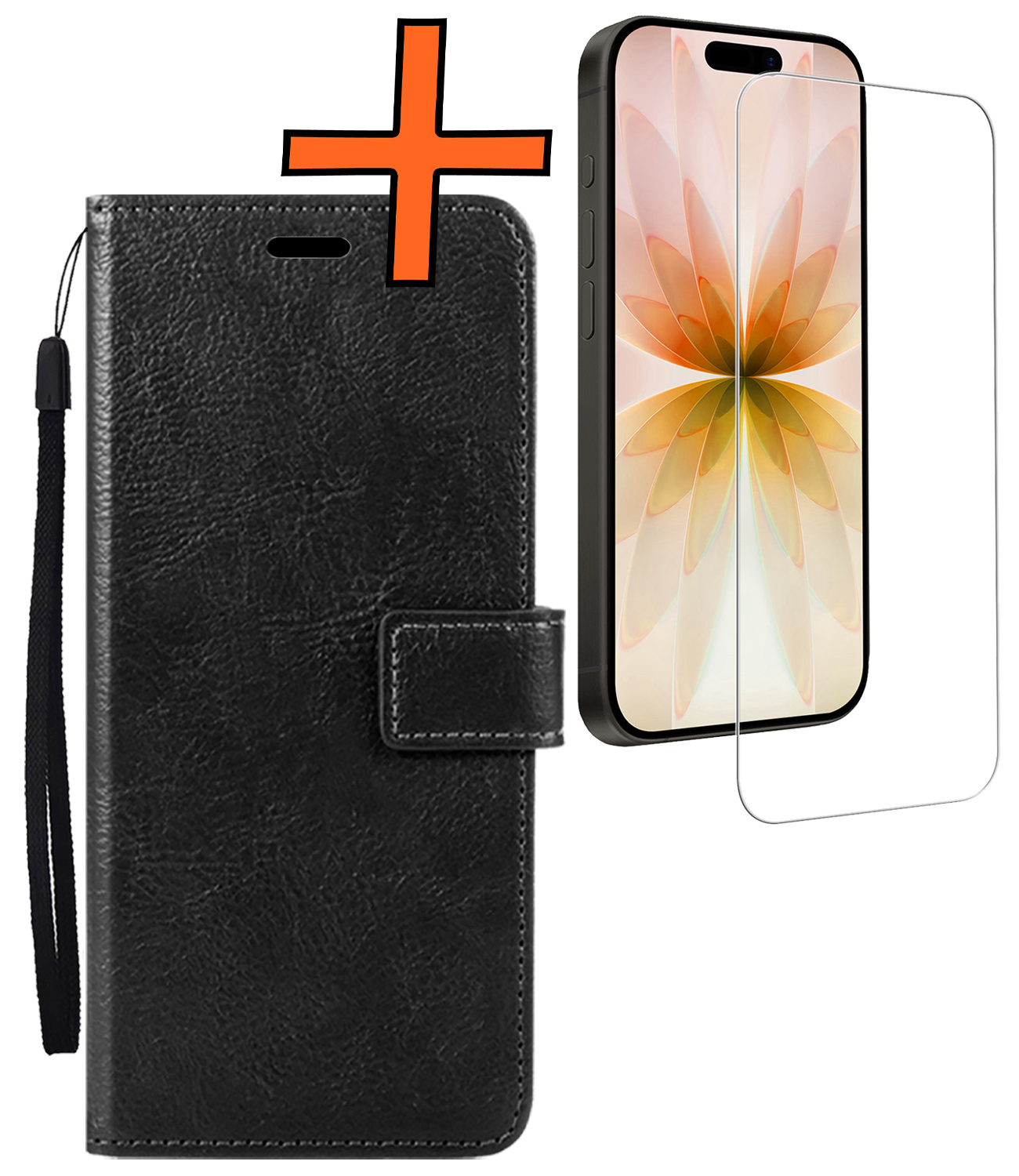 Nomfy Nomfy iPhone 17 Hoesje Bookcase Met Screenprotector - Zwart