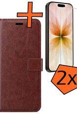Nomfy Nomfy iPhone 17 Hoesje Bookcase Met 2x Screenprotector - Bruin