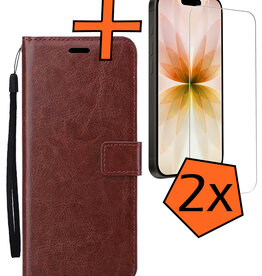 Nomfy Nomfy iPhone 17 Hoesje Bookcase Met 2x Screenprotector - Bruin