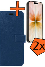 Nomfy Nomfy iPhone 17 Hoesje Bookcase Met 2x Screenprotector - Donkerblauw