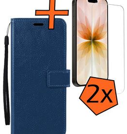 Nomfy Nomfy iPhone 17 Hoesje Bookcase Met 2x Screenprotector - Donkerblauw