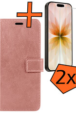 Nomfy Nomfy iPhone 17 Hoesje Bookcase Met 2x Screenprotector - Rose Goud