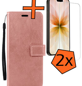 Nomfy Nomfy iPhone 17 Hoesje Bookcase Met 2x Screenprotector - Rose Goud
