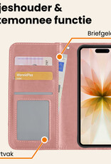 Nomfy Nomfy iPhone 17 Hoesje Bookcase Met 2x Screenprotector - Rose Goud