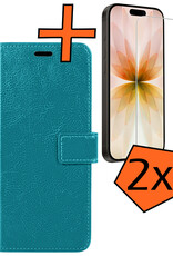 Nomfy Nomfy iPhone 17 Hoesje Bookcase Met 2x Screenprotector - Turquoise