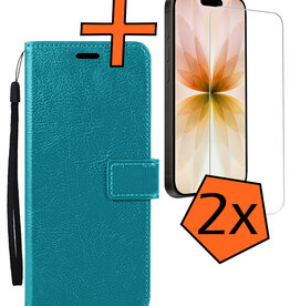 Nomfy Nomfy iPhone 17 Hoesje Bookcase Met 2x Screenprotector - Turquoise