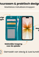 Nomfy Nomfy iPhone 17 Hoesje Bookcase Met 2x Screenprotector - Turquoise