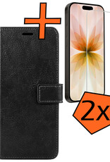 Nomfy Nomfy iPhone 17 Hoesje Bookcase Met 2x Screenprotector - Zwart