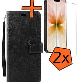 Nomfy Nomfy iPhone 17 Hoesje Bookcase Met 2x Screenprotector - Zwart