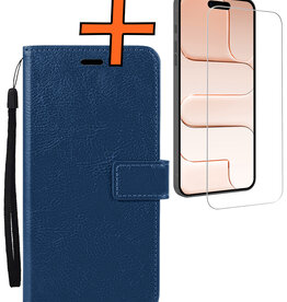Nomfy Nomfy iPhone Air Hoesje Bookcase Met Screenprotector - Donkerblauw