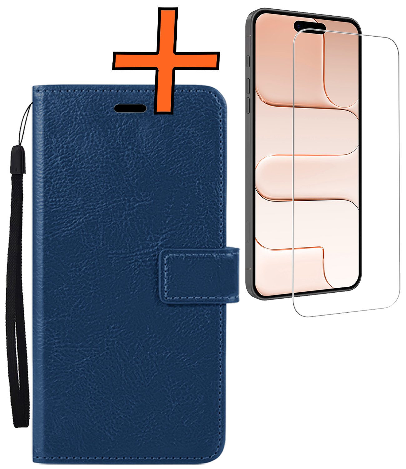 Nomfy Nomfy iPhone Air Hoesje Bookcase Met Screenprotector - Donkerblauw