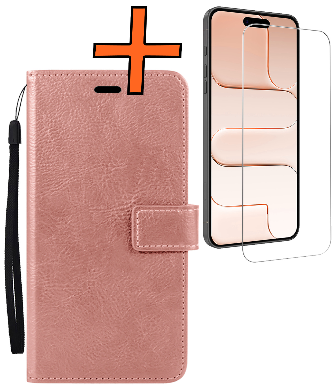 Nomfy Nomfy iPhone Air Hoesje Bookcase Met Screenprotector - Rose Goud