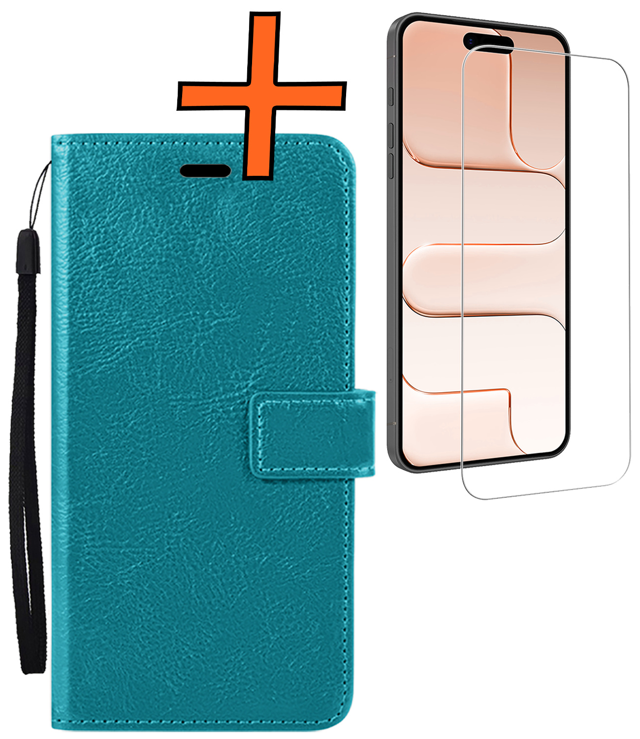 Nomfy Nomfy iPhone Air Hoesje Bookcase Met Screenprotector - Turquoise