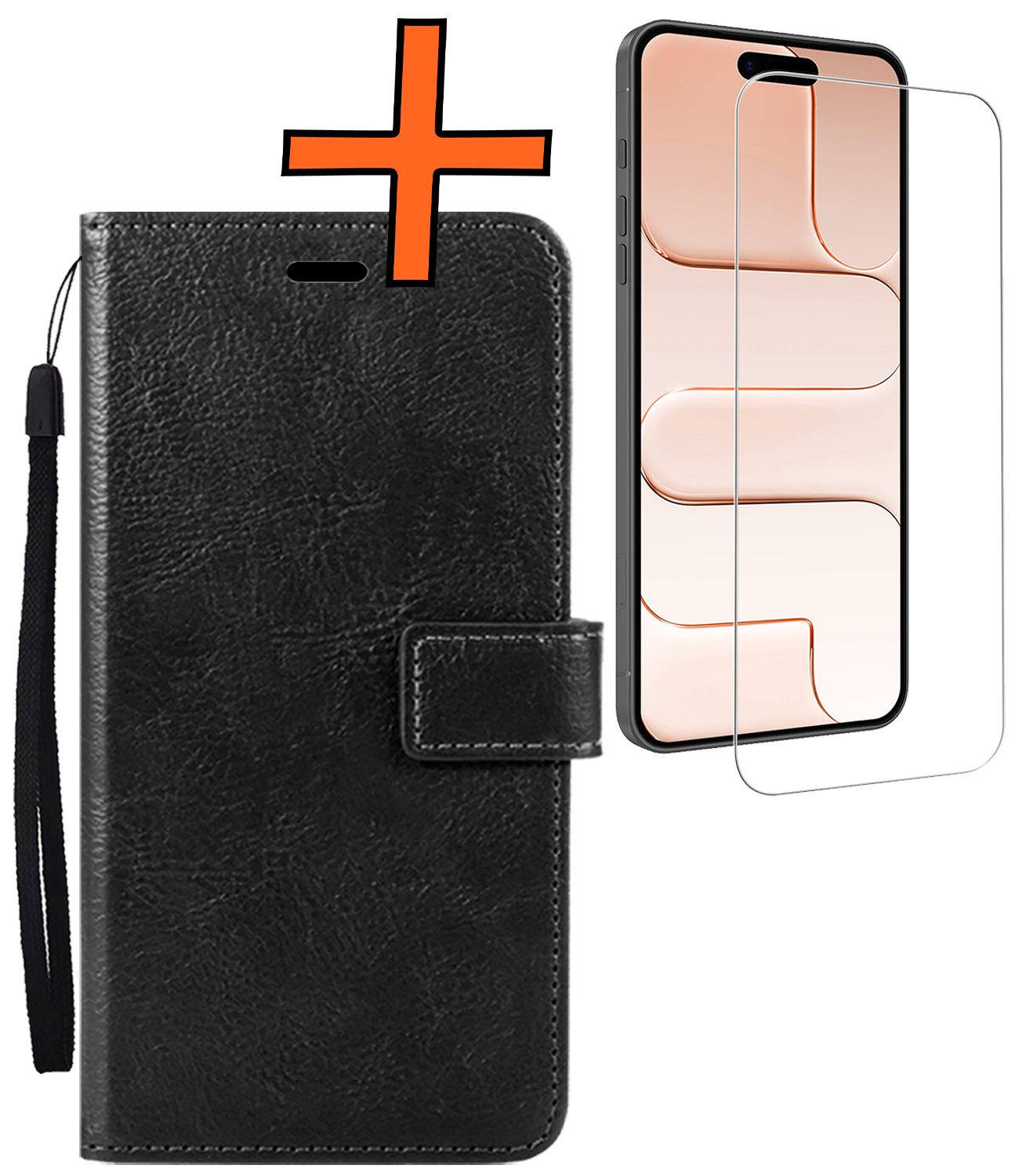 Nomfy Nomfy iPhone Air Hoesje Bookcase Met Screenprotector - Zwart