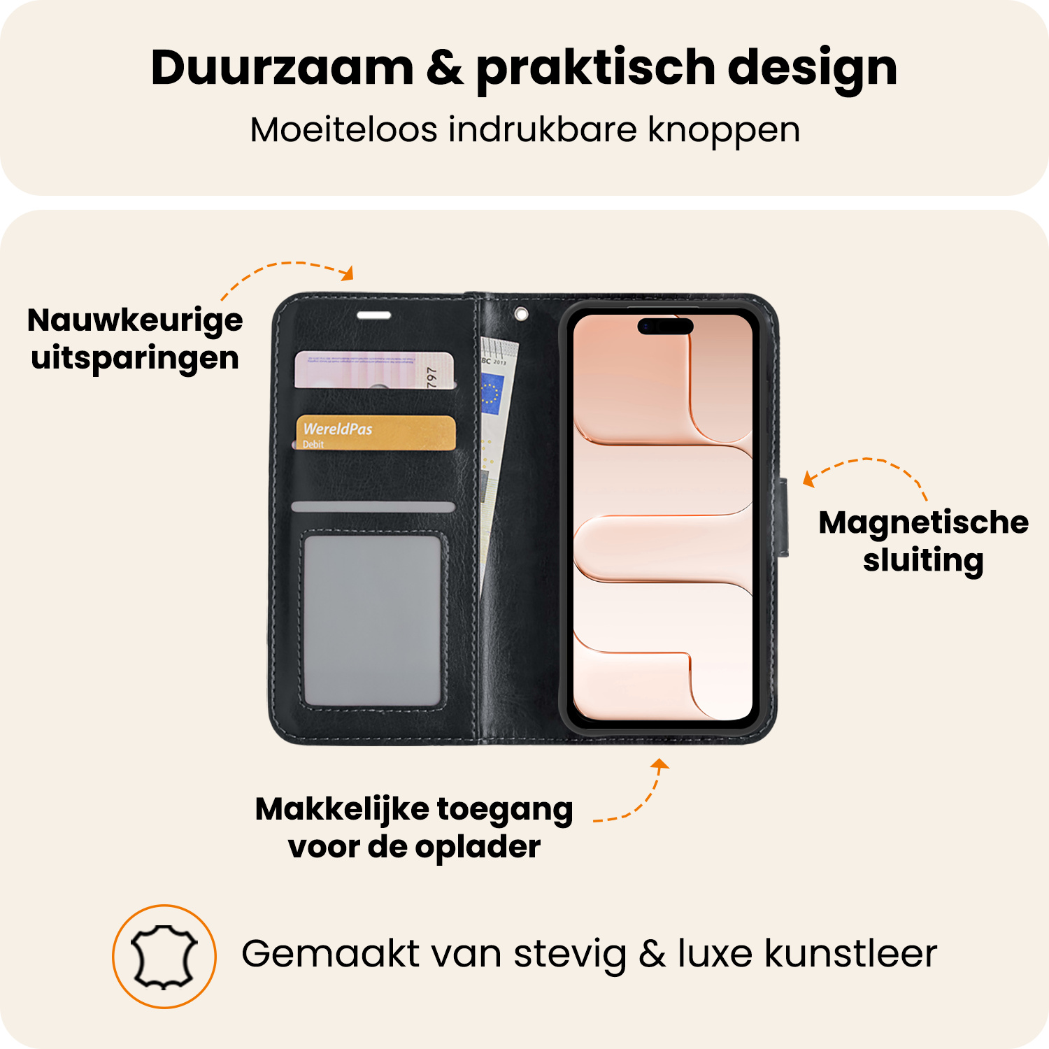 Nomfy Nomfy iPhone Air Hoesje Bookcase Met Screenprotector - Zwart