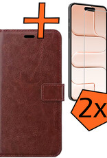 Nomfy Nomfy iPhone Air Hoesje Bookcase Met 2x Screenprotector - Bruin