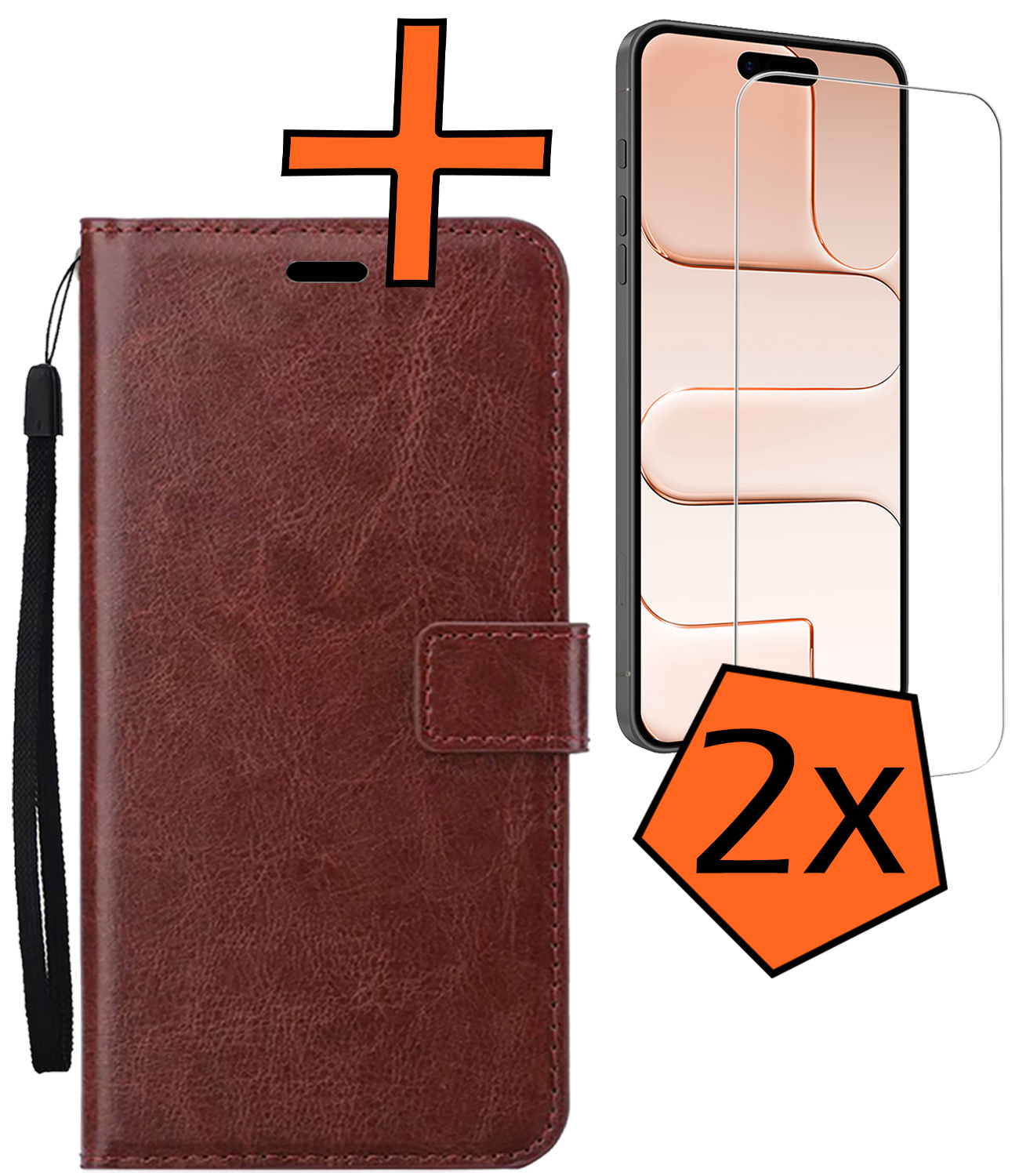 Nomfy Nomfy iPhone Air Hoesje Bookcase Met 2x Screenprotector - Bruin